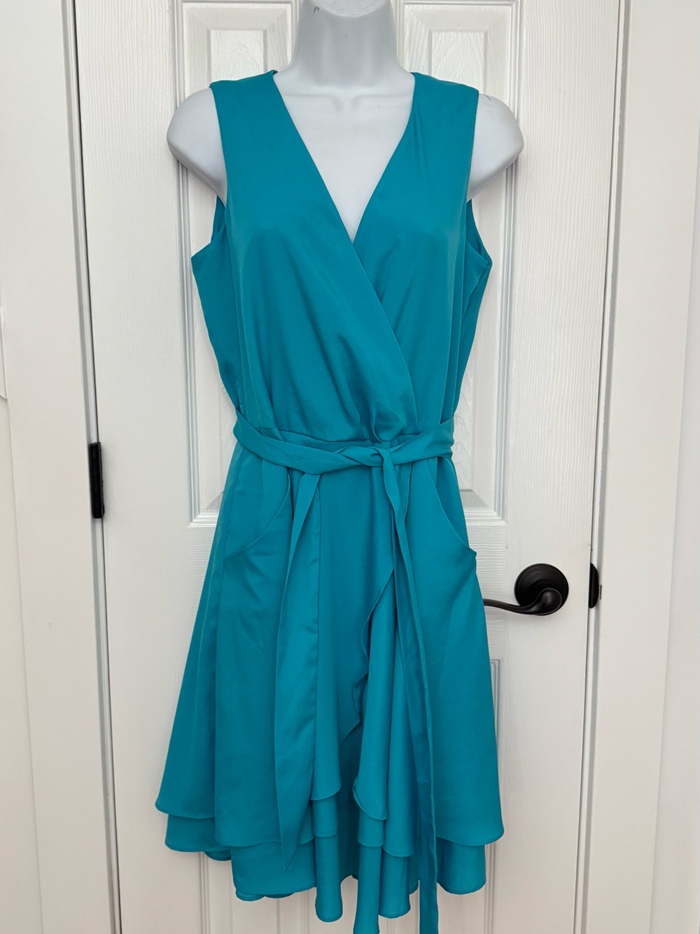 Banana Republic Teal Sleeveless Wrap Midi Dress
